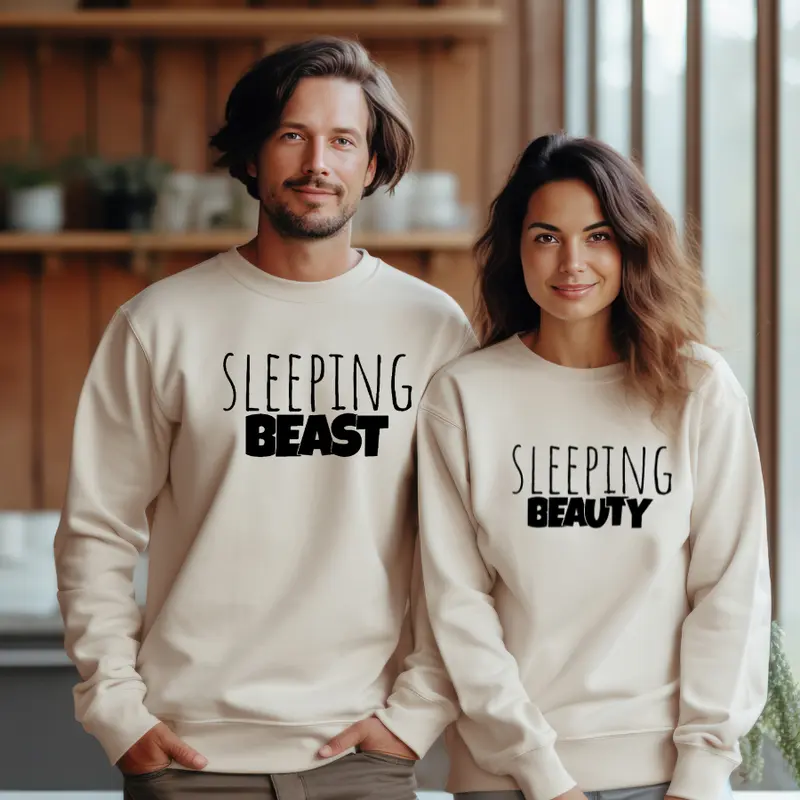 Sleeping BeautyBeast Matching Hoodie, sweatshirt for women,married couple gifts, valentines day gift, couples shirts