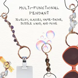 Wire Wrapped Pendant Multi Functional Accessory - Necklace Pendant - Glasses Holder - Name Badge Holder - Bubble Wand - Copper Cold Connection Jewelry - Genuine Crystals - Pendant