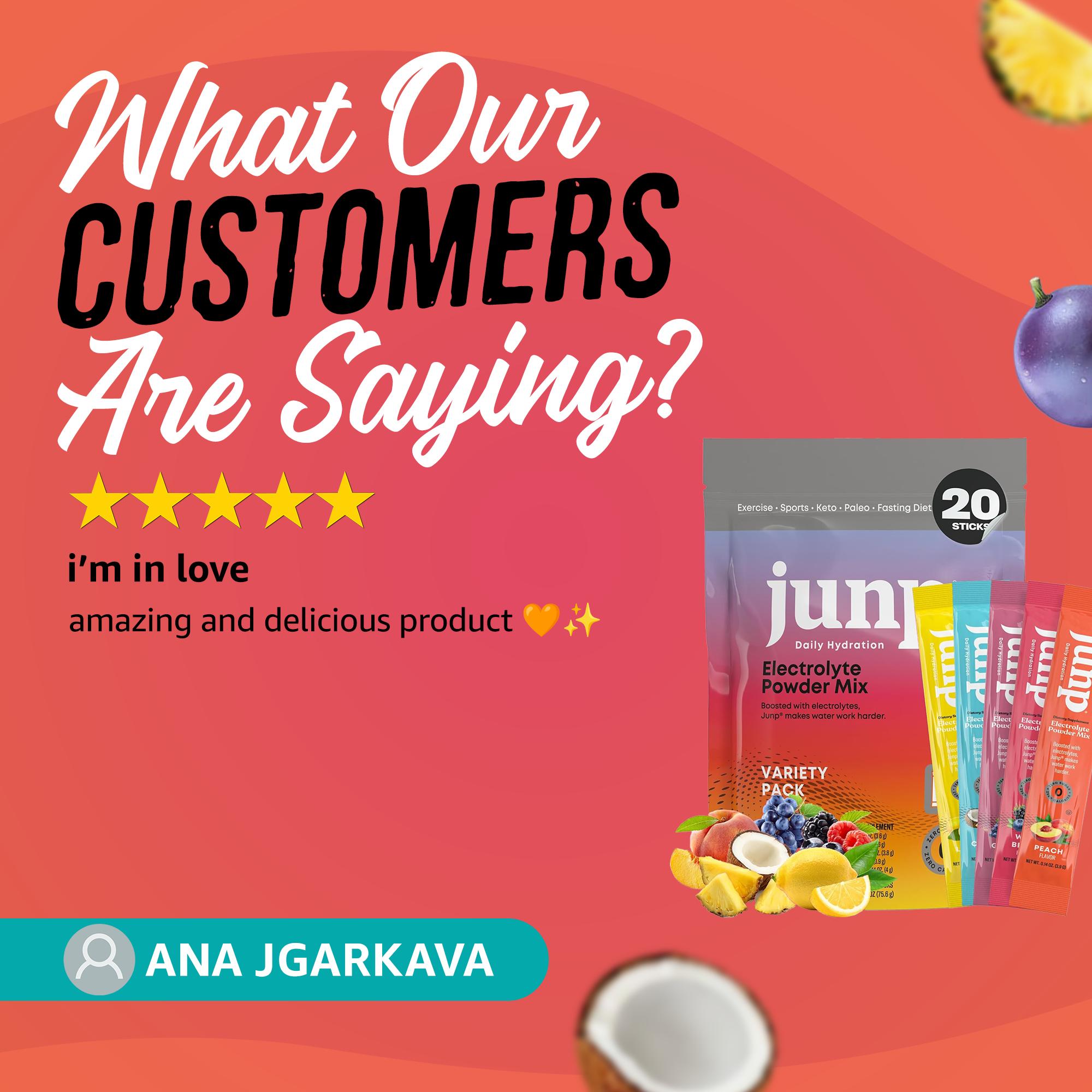 Junp Sugar-Free Electrolytes Powder Packets Lemon Flavor Instant Hydration Drink Mix with Salt & Potassium Zero Calories No Carbs Keto Friendly Electrolyte Powder Sticks for Water 5 Flavors 20 Pack Options