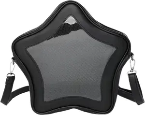 FAURALA Star Shape Ita Bag Pins Display Crossbody Bag PU Leather Backpack Y2k Aesthetic Cute Handbag, Kawaii Star-Shaped Backpack – Large Capacity, Waterproof, Lightweight, Cross-body Bag