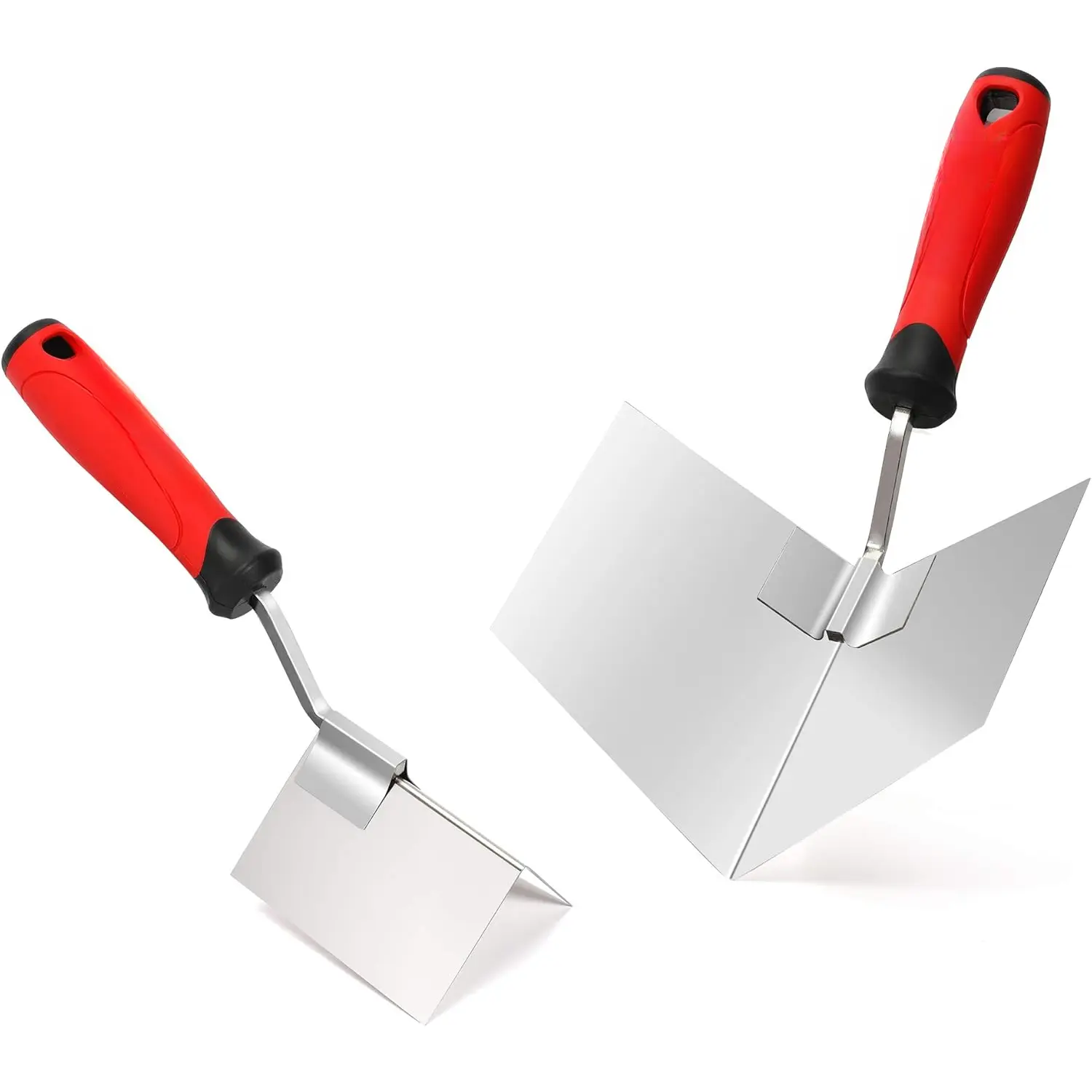 2 count Drywall Corner Tool Set, 5'' Outside Corner  & 3-1/2'' Inside Corner , with Soft Grip Handle - Stainless Steel Sheetrock External Corner Trowel & Internal Corner Trowel
