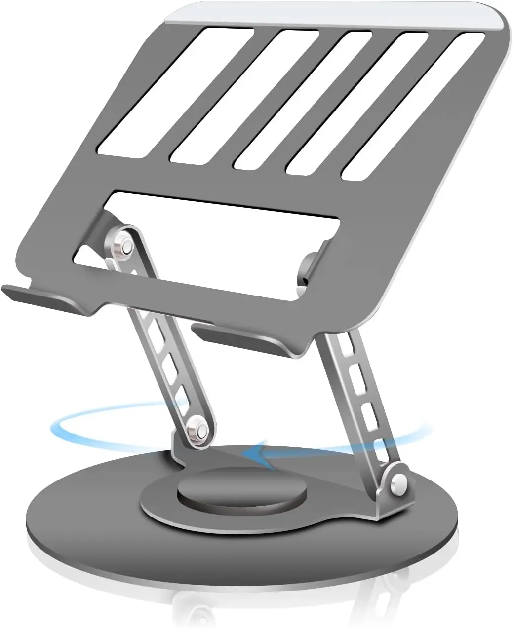 360 Degree Rotatable Stainless Steel Book Stand, Multi-Angle Adjustable Foldable Reading Holder, Heavy Duty Metal Book Support for Textbook Cookbook Tablet Office Desk Study Kitchen Use
