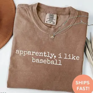Comfort Colors® Apparently I Like Baseball Shirt, Baseball Shirt, Sports Shirt, Baseball Mom Shirt, Funny Baseball Shirt Trendy Womens Shirt
