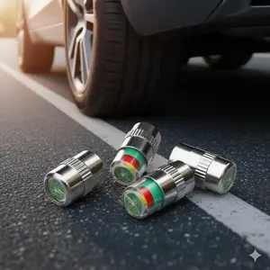 4-Pack Tire Pressure Monitor Valve Stem Caps, Auto Alert Tire Pressure Gauge, High Precision Pressure Sensor, Universal Tire Pressure Indicator for Car Safety Accessories