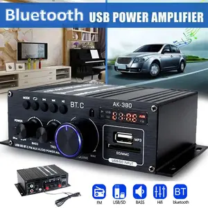 400W Mini Bluetooth HiFi Mini Amplifier – 2-Channel Stereo with FM, USB & Remote for Car Home