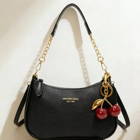 Women's Retro Cherry Charm Casual Crossbody Bag - Adjustable, Smooth Top Zipper Closure, Tidy Home Organizer Storage Bag, Purses for Women, Home Supplies Accessory