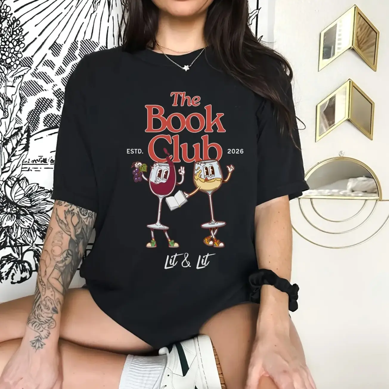 Book Club T-Shirt Wine And Books People Night Apparel Gift.