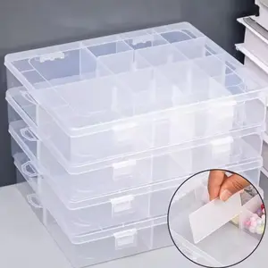24 Grid Clear Storage Box, Multi-grid Desktop Storage Box with Lid, Home Organizer for Jewelry, Cosmetics, Stationery, Desk Organizer, Durable Plastic Organizers, Multi Grids Organizer