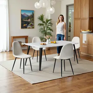 【Deal】Homy Casa Upholstered Dining Chairs Set of 4 - Ergonomic Spoon-Shaped Backrest & Anti-Rust Metal Legs for Kitchen or Bistro