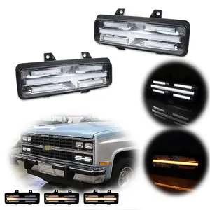 2pcs Chrome Switchback LED DRL Signal lamps Lights For Chevy GMC Van Jimmy Pickup Truck,Replace OEM GMC 5975227 5975228 GM2520130, GM2521130