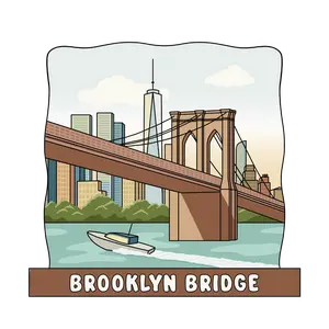 Brooklyn Bridge 3D Wooden Souvenir Magnet - Custom New York City Iconic Design with One World Trade Center Eco-Friendly Gift for Tourists