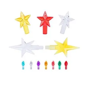 Replacement Lights Bulbs for Ceramic Christmas Tree, 210 PC Medium Twist Light Ornaments for Ceramic Tree, Multicolor Mini Flame Peg Accessories for Crafts, Assorted Colors, 5 Stars 210 Pieces Pack