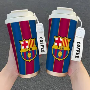 1 Piece 18oz FCB Barcelona Striped Stainless Steel Travel Mug, Dual-Layer Insulated Coffee Cup, Drinkware, Keeps Hot & Cold, Ideal for Car, Office, Home, Outdoor Camping