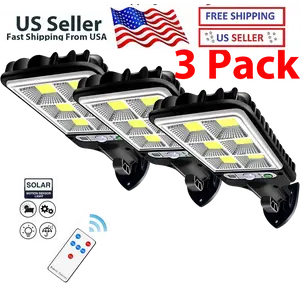 3 PACK LED Solar Light Motion Sensor 3 Modes Flood Lamp Outdoor Street Wall Yard Garden