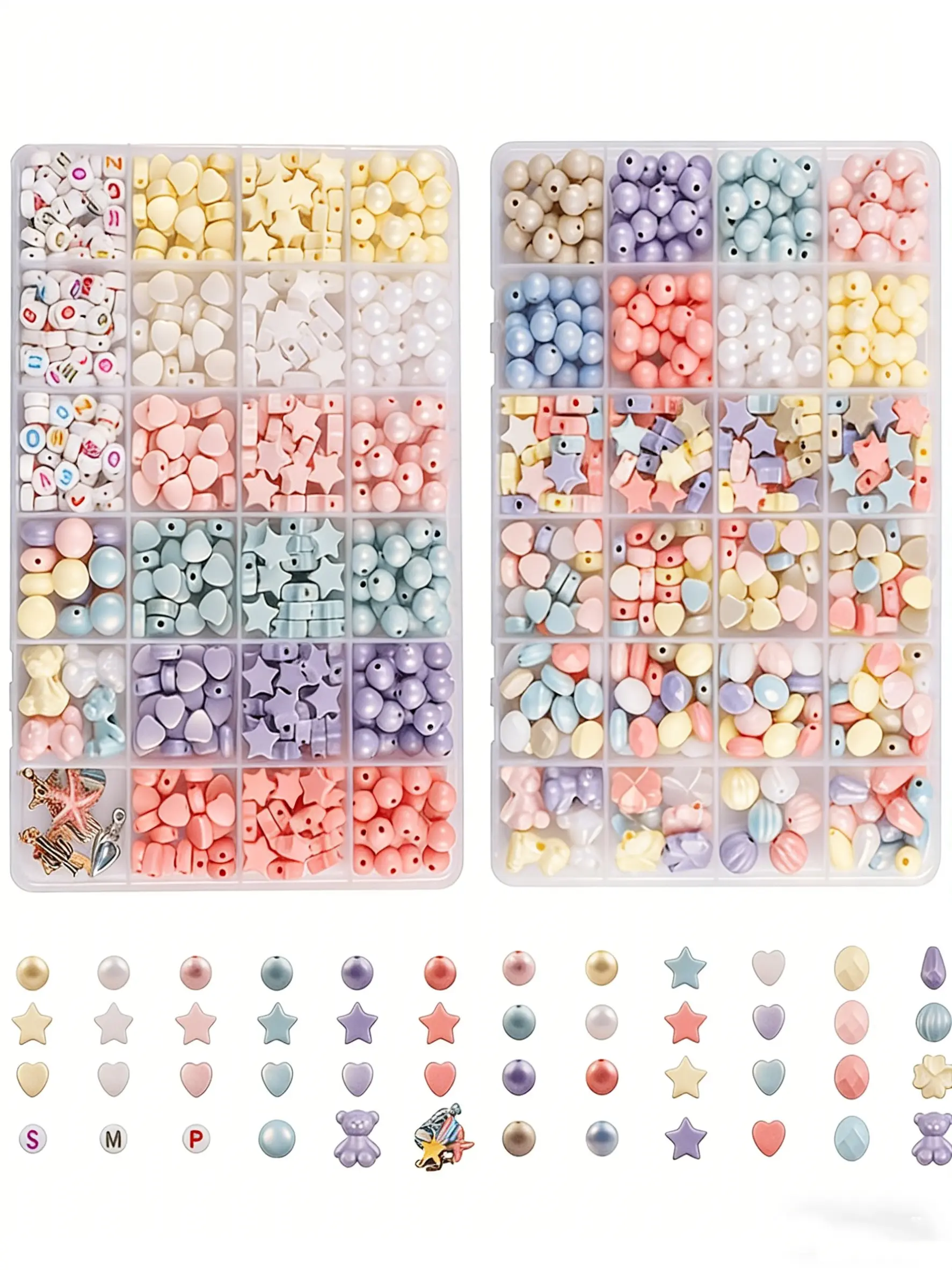 3000pcs Macaron Color Bead Set, DIY Beads, Diverse Shapes, Boho Theme, Includes Heart, Rose, Acrylic Letters, Star Accessories, Gift Box Included, Beaded Set, Perfect for DIY Jewelry Making