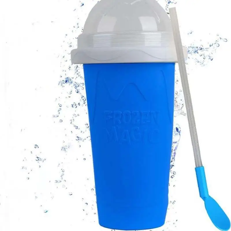 Silicone Ice Cream Cup, Modern Fashionable Smoothie Cup with Dual-use Straw Spoon, Squeeze Ice Pop Cup, Summer Essentials Ice Cream Maker