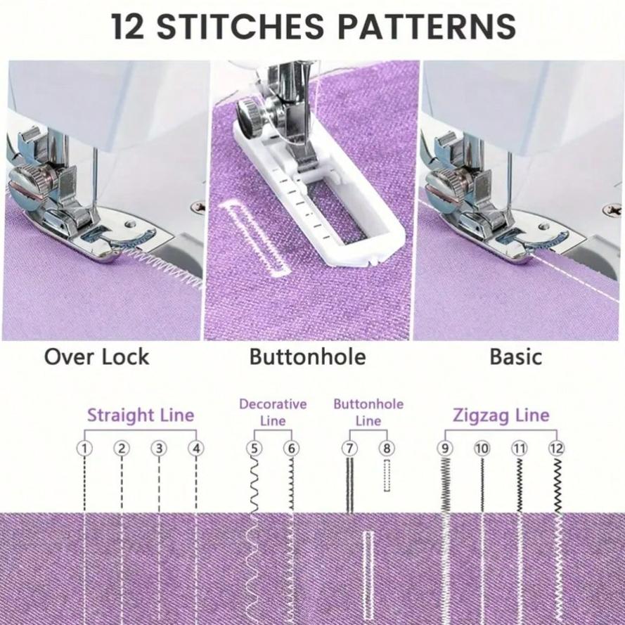 Mini Sewing Machine, Built-In 12-Needle Multi-Function Pedal Automatic Sewing Machine, Suitable For Beginners, Send Wife/Mother/Friend Valentine's Day Gift