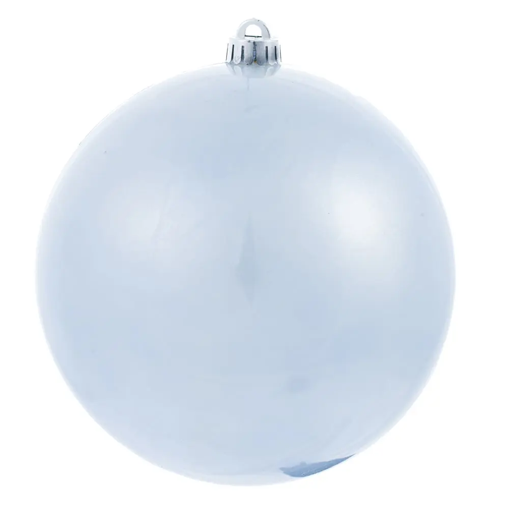 212 MAIN 6 in. Shiny Sequin Periwinkle Candy UV-Drilled Metal-Plastic Ball Ornaments, 4-Pack 6-Case, Plastic Ball Hanging Ornaments for Holiday Decorations