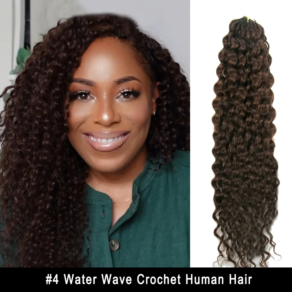 YWIGS Brown Crochet Human Hair for Miracle Knots Braids #4 Human Crochet Hair Pre-Separated Water Wave Crochet Hair 4-5 Bundles Recommended for a Full Head 60 grams/ bundle #DealsForYouDays @spotlightday
