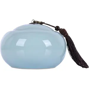 Celadon Porcelain Jar,21 oz Decorative Jar, Tea Container for Loose Tea, Celadon Vase Ginger Jar, Di Yao Original or Ge Kiln Crackle/Crackle-Line (DF)
