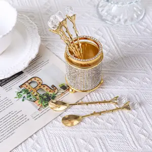 High-end Coffee Spoon Set Storage Box for Home, High-end Living Room Fruit Cake Spoon, Hotel Restaurant Dessert Spoon Holder Bottles Organiser Cutlery Tableware