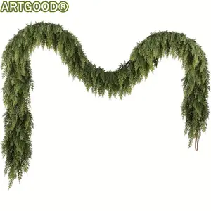 ARTGOOD 2Pcs-12ft Artificial Soft Cedar Christmas Garland Durable & flexible faux greenery for seasonal decor. Perfect for weddings, parties, home decoration, winter hanging displays.