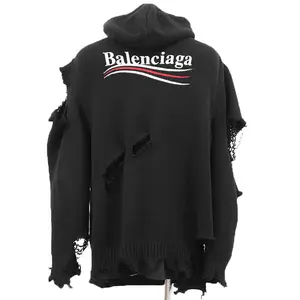 Pre-owned Balenciaga Wool Small Leather Goods Cotton Knit Hoodie
