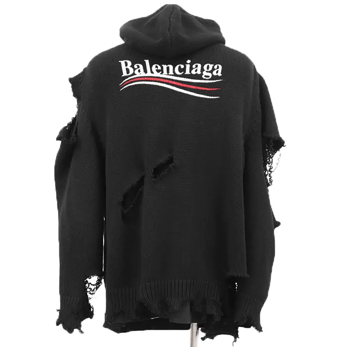Pre-owned Balenciaga Wool Small Leather Goods Cotton Knit Hoodie