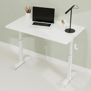 Adjustable Rectangle Study Desk - 60Cm * 100Cm (39.37x23.62x35.43 inches), Assembly Required, Ultra Durable, Multifunctional Compact Home Office Desk for Children and Adults, White Frame & Tabletop