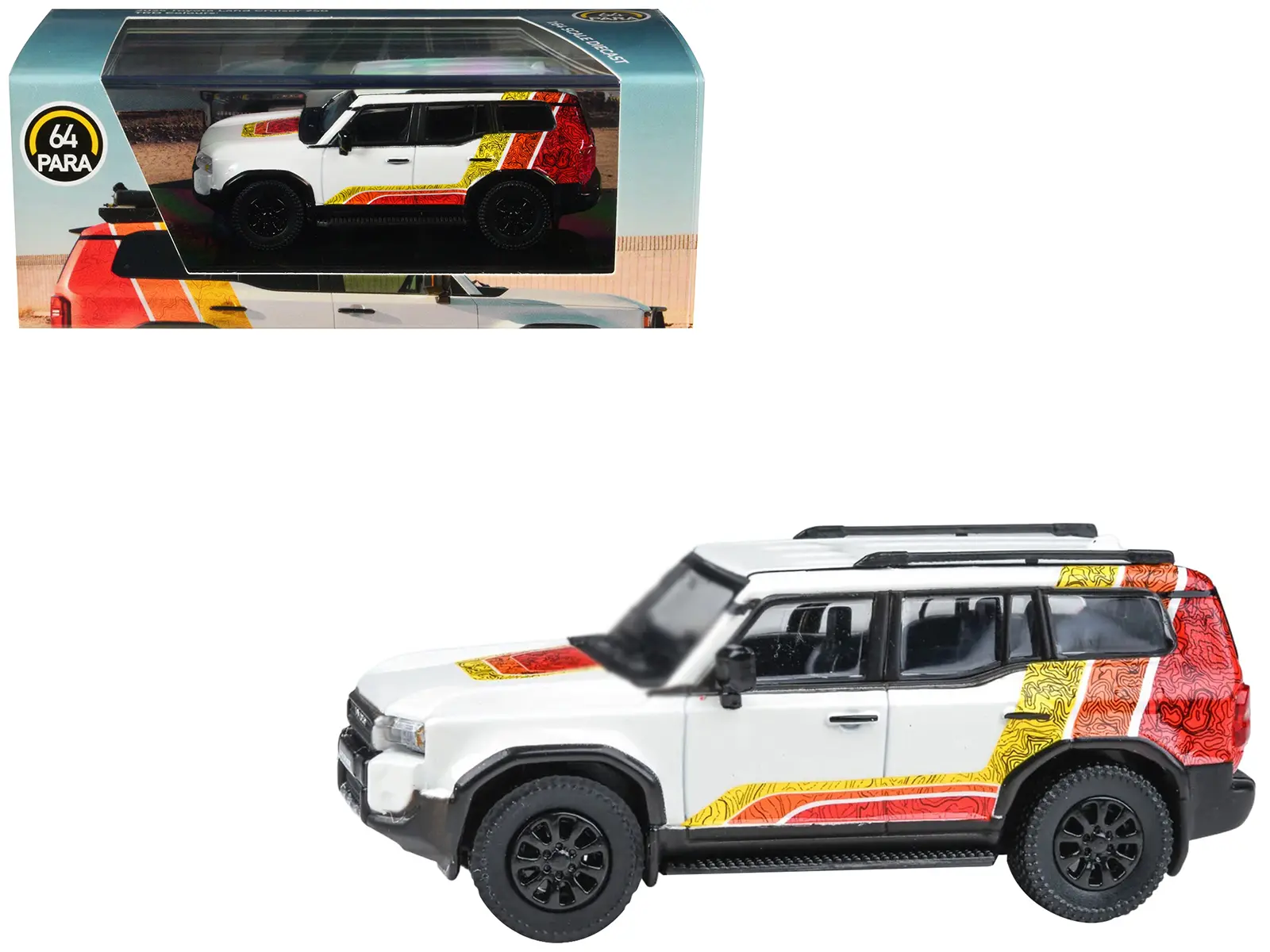 2024 Toyota Land Cruiser 250 Prado White with "TRD" Stripes 1/64 Diecast Model Car by Paragon