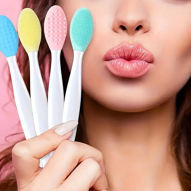 Silicone blackhead scrub brush - double-sided exfoliating facial cleaning tool for daily beauty care - facial silicone brush cleaning tool - double-sided brush nose cleaning tool to remove blackheads and dead skin - skin friendly massager