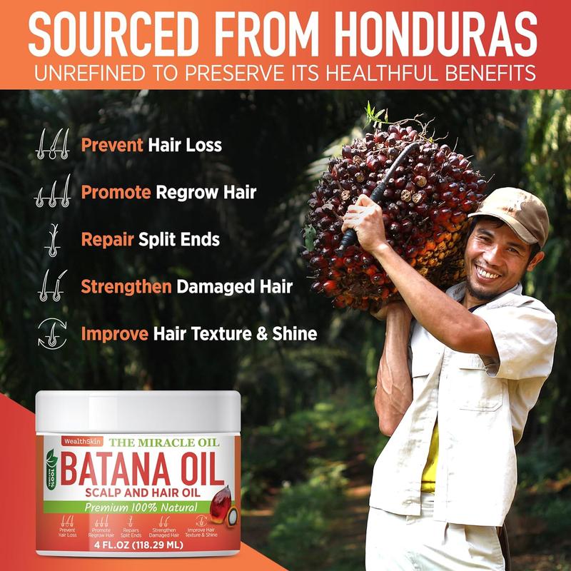 Wealthskin Batana Oil From Honduras Repairs Damaged Hair, Dr. Sebi Reduces Hair Loss, And Nourishes Scalp. 100% Pure, Ideal As Hair Mask Or Scalp Oil
