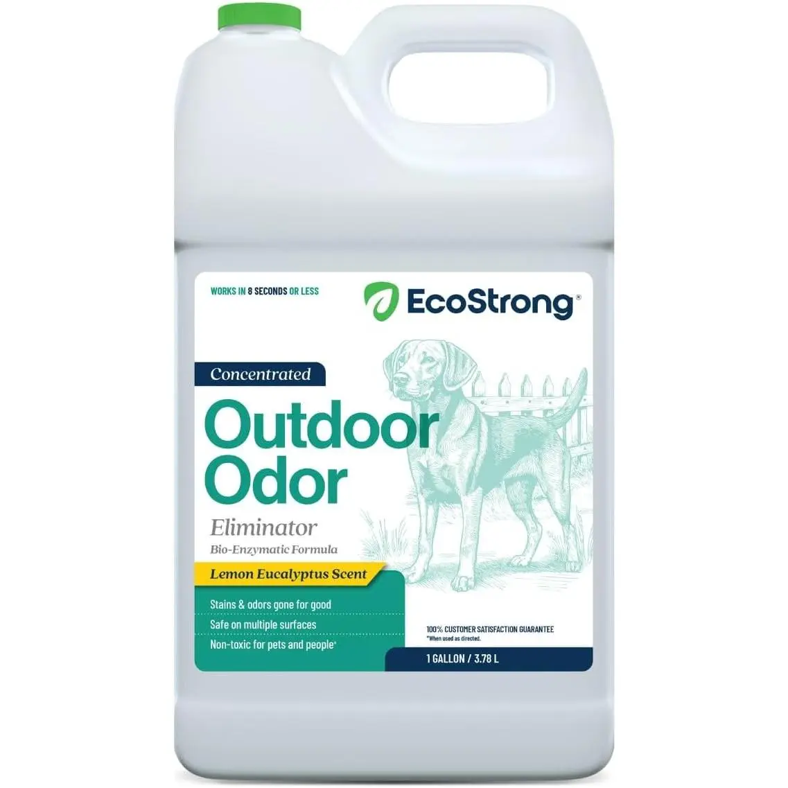 Eco Strong Outdoor Odor Eliminator Outside Dog Urine Enzyme Cleaner Powerful Pet, Cat, Animal Scent Deodorizer | Professional Strength for Yard, Turf, Kennels, Patios, Decks (128 OZ)