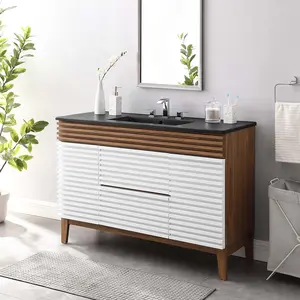 Modway Render 48" Single Sink Bathroom Vanity in White Walnut Black
