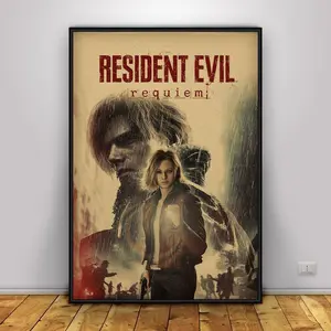 Resident Evil Requiem Poster, Leon Scott Kennedy and Grace Ashcroft Wall Art, Survival Horror Print, Gift Poster