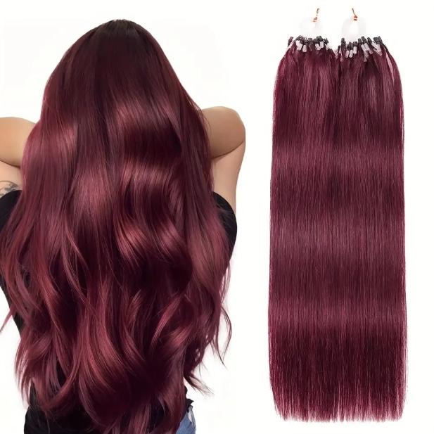 "Micro Loop Human Hair Extensions for Women & Girls, 12-28 Inch 30G 50 Strands, Red Blonde Silky Soft, Undetectable & Comfortable, No Tangle No Shedding for Glamorous Natural Looks "	