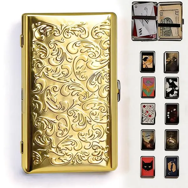 Retro multifunctional metal box-metal card holder, multifunctional metal tin box, multifunctional trinket business card ID card holder