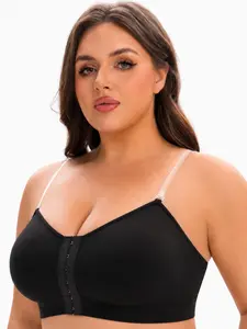 Beebloom Plus Size Wireless Bra, Invisible Detachable Straps, Enhanced support, Soft and comfortable, Solid Color, Everyday bra