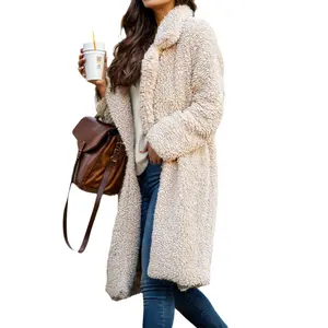 Women 2025 Winter Faux Fur Coats Lapel Long Sleeve Fuzzy Fleece Outerwear Button Down Sherpa Jackets Fall Outfits