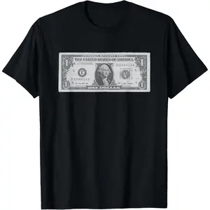 100% Cotton One Dollar Bill T Shirt Money T-Shirts T-Shirt