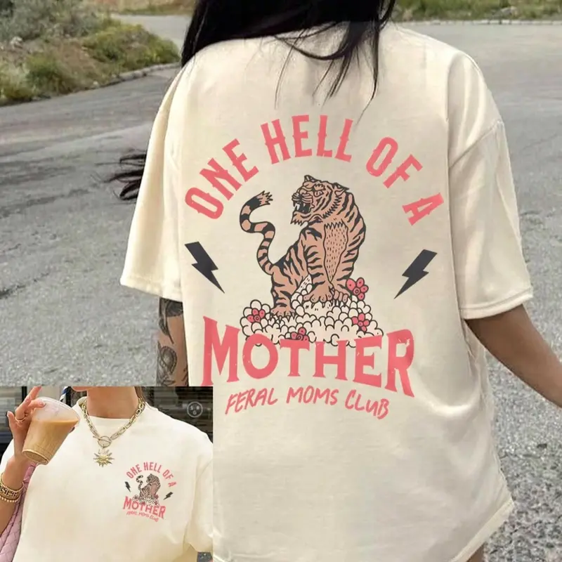 Women's Tiger & Letter Print Round Neck Tee, Vintage Trendy Casual Printed Short Sleeve T-shirt for Daily Wear, Ladies Summer, Casual Comfy Tee, Casual Summer Tees, Top