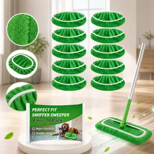 10 Pack Reusable Microfiber Mop Pads, Washable Replacement Swiffer Mop Pads, Wet Dry Dual Use Replacement Pads for Floor Sweeping Mopping Cleaning