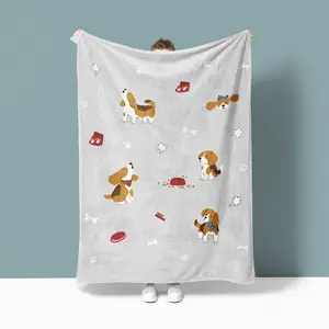 Cute Beagle Puppy Print Flannel Blankets | Ultra Soft Dog Throw - Perfect Kids Gift for Animal Lovers