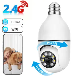 Smart E27 Light Bulb Camera, 2.4G WiFi, Phone App Remote Control, IR Night Vision, Motion Detection, Two-Way Audio, Cloud & TF Storage, Home Pet Monitor