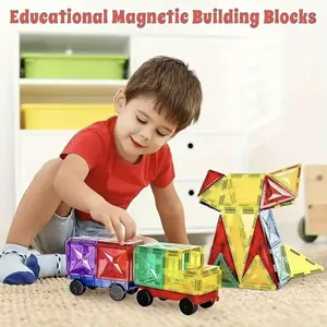 100 Pieces Magnetic Tiles, 3D Diamond Tile Building Blocks, Can Improve Hands-on Skills, Educational Magnetic Toys, Back-to-School Holiday Gift