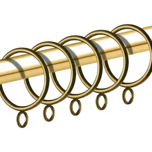 42 Pack Curtain Rings with Eyelet 1.5" Inner Diameter,Metal Drapery Ring Fits up to 1" Drapery Rod,Glide Smoothly Curtain Rod Rings,  Decorative Rustproof Curtain Hooks (Antique Brass)