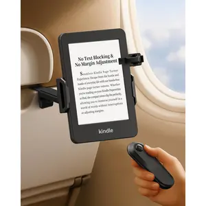 Kindle Travel Stand with Remote Page Turner - Foldable Kindle Holder and Clicker for Hands-Free Reading on Airplanes, Commutes & Camping