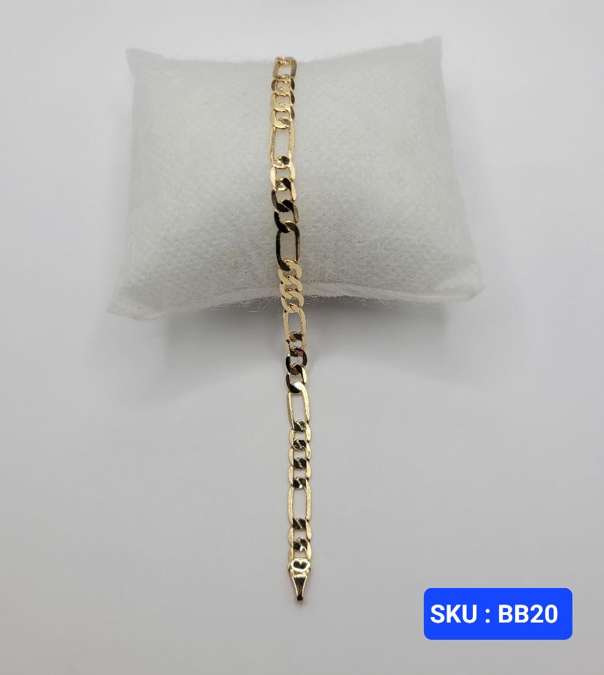 Baby Bracelet Figaro Link Style Laminated-Gold 6 Inches 5 Millimeters for Babies & Small Kids Size Jewelry Accessory. SKU : BB20