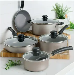 Tramontina 9-Piece Ceramic Cookware Set, Champagne