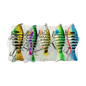 Dealforyoudays 5pcs Artificial Fishing Bait with Hook Multi-Jointed Crankbait Bionic Hard Fishing Bait 3.94-inch Lifelike Swimbait for Fresh & Saltwater Angling